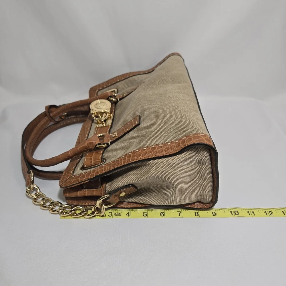 Michael Michael Kors Hamilton Pick Stitch Hemp EW Satchel Canvas Purse